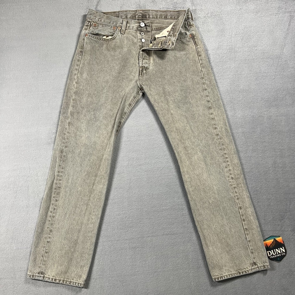 Levis 501 Jeans Mens 33x30 Brown Straight Button Fly Acid Wash Mid Rise Denim